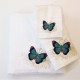 Ensemble linge de toilette brodé BORBOLETA AZUL